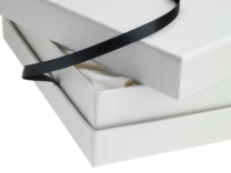 Bvlgari Fragrance Invitation Base and Lid Box with Ribbon TiePress Kit Packaging Design Lid and Box with Insert and Ribbon Closure